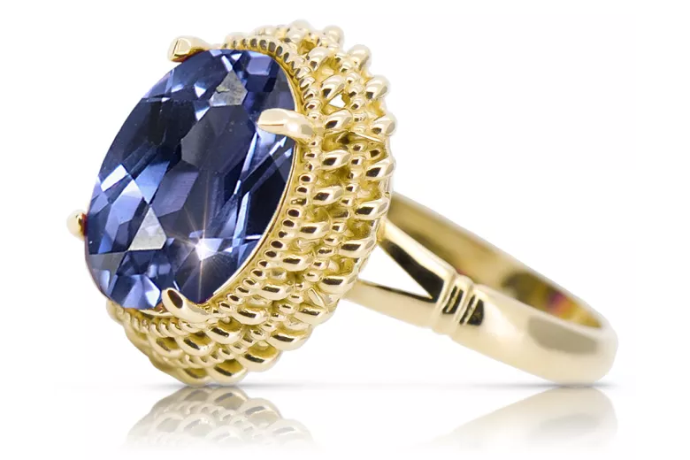 Alksandritas 14k geltono aukso Žiedas Vintage vrc068y